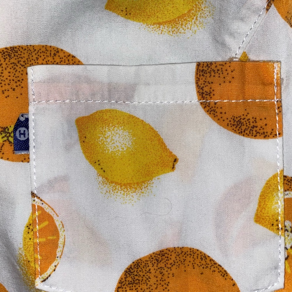 VTG HARK SHIRT CITRUS FRUIT SLEEVELESS COTTON VINTAGE WHITE ORANGE YELLOW XS - Picture 2 of 5